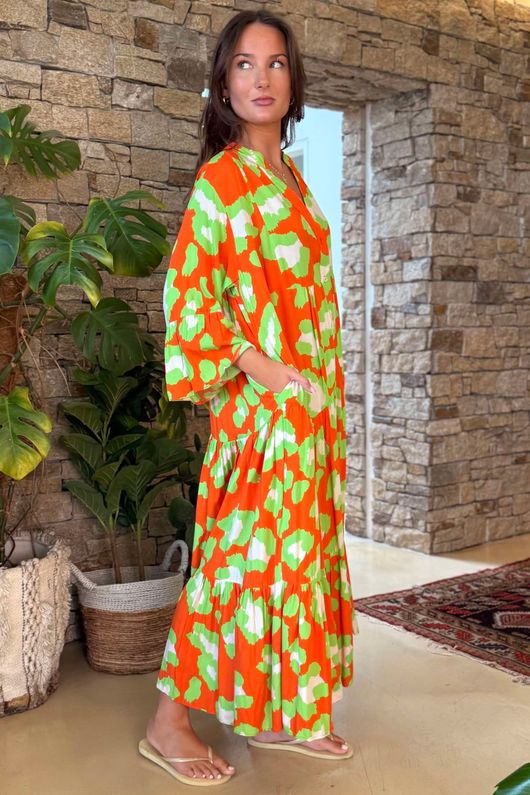 Riven Tiered Maxi Dress Aperol